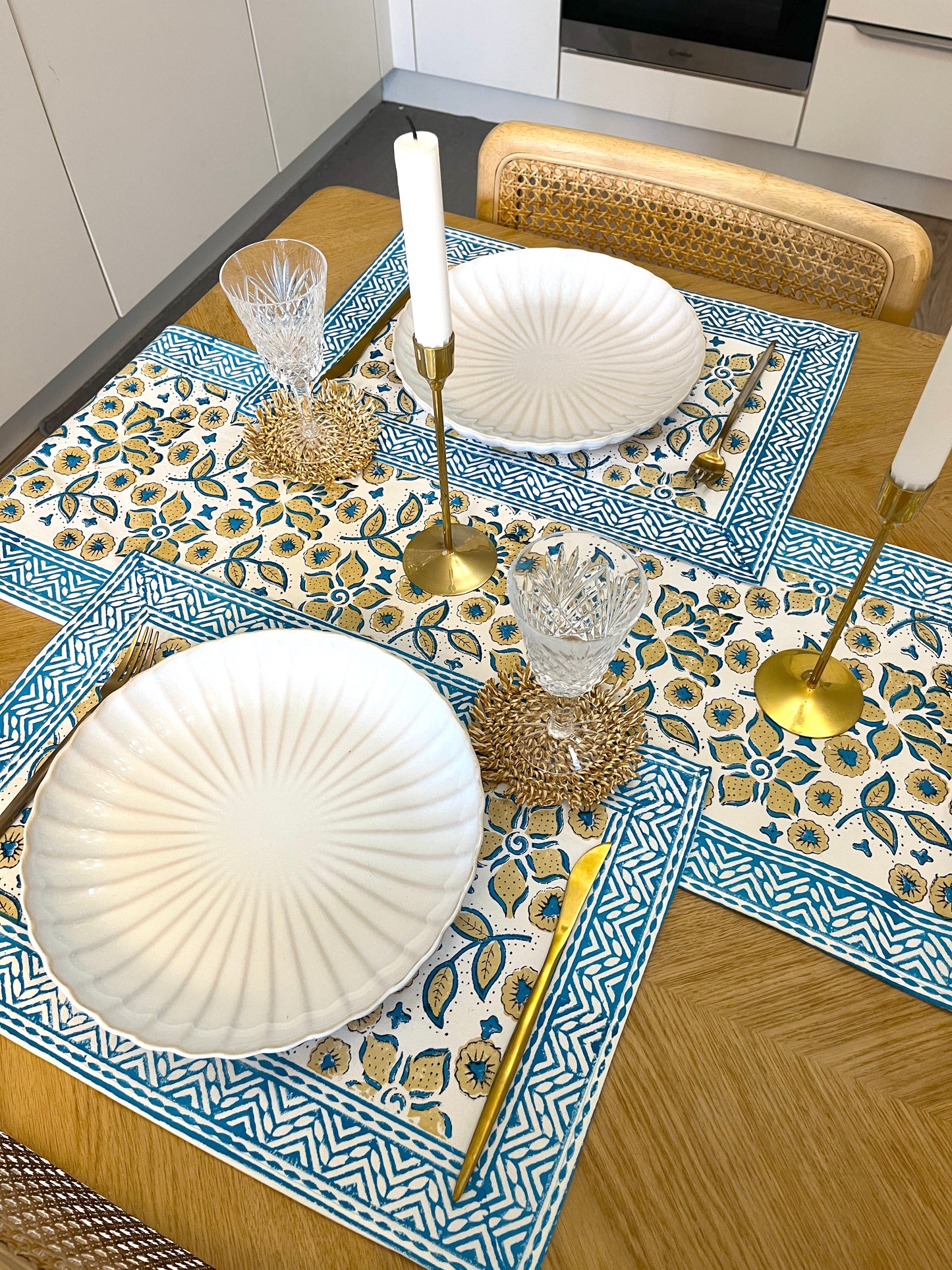 Blue Blossom Cotton Placemats Set of 2