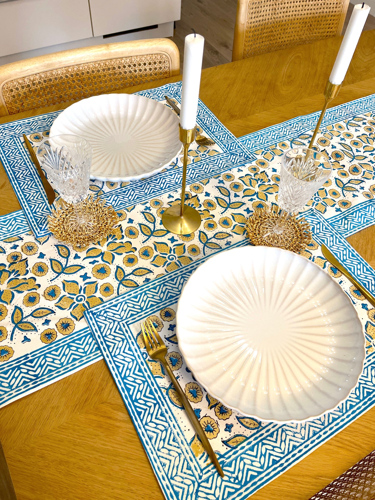 Blue Blossom Cotton Placemats Set of 2