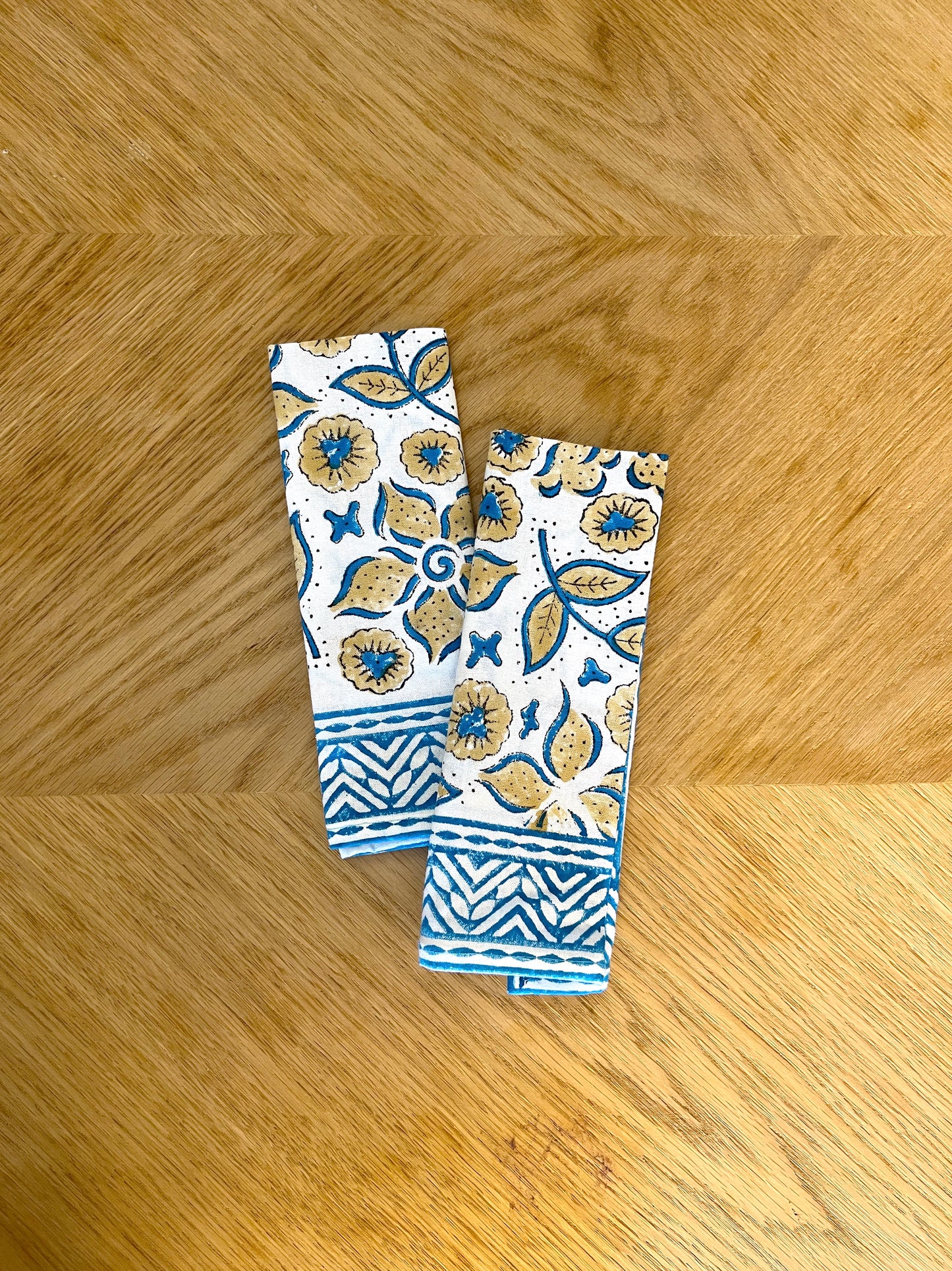 Blue Floral Cotton Napkin Set of 2