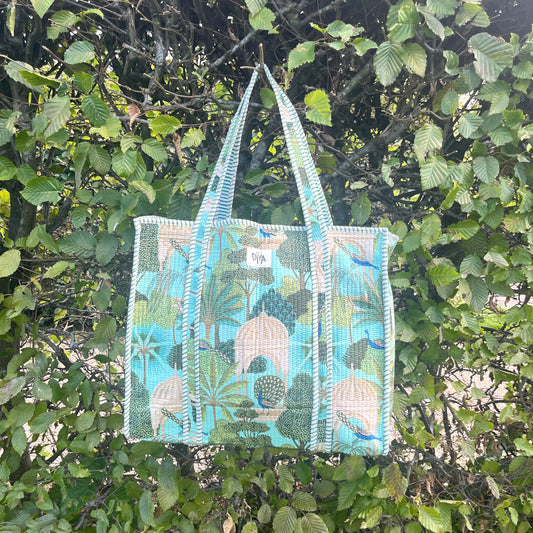 Emerald Peacock Handmade Tote Bag