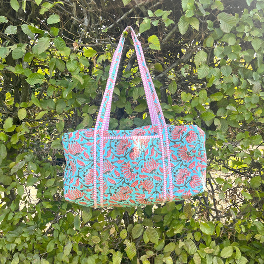 Blue & Pink Floral Travel Bag