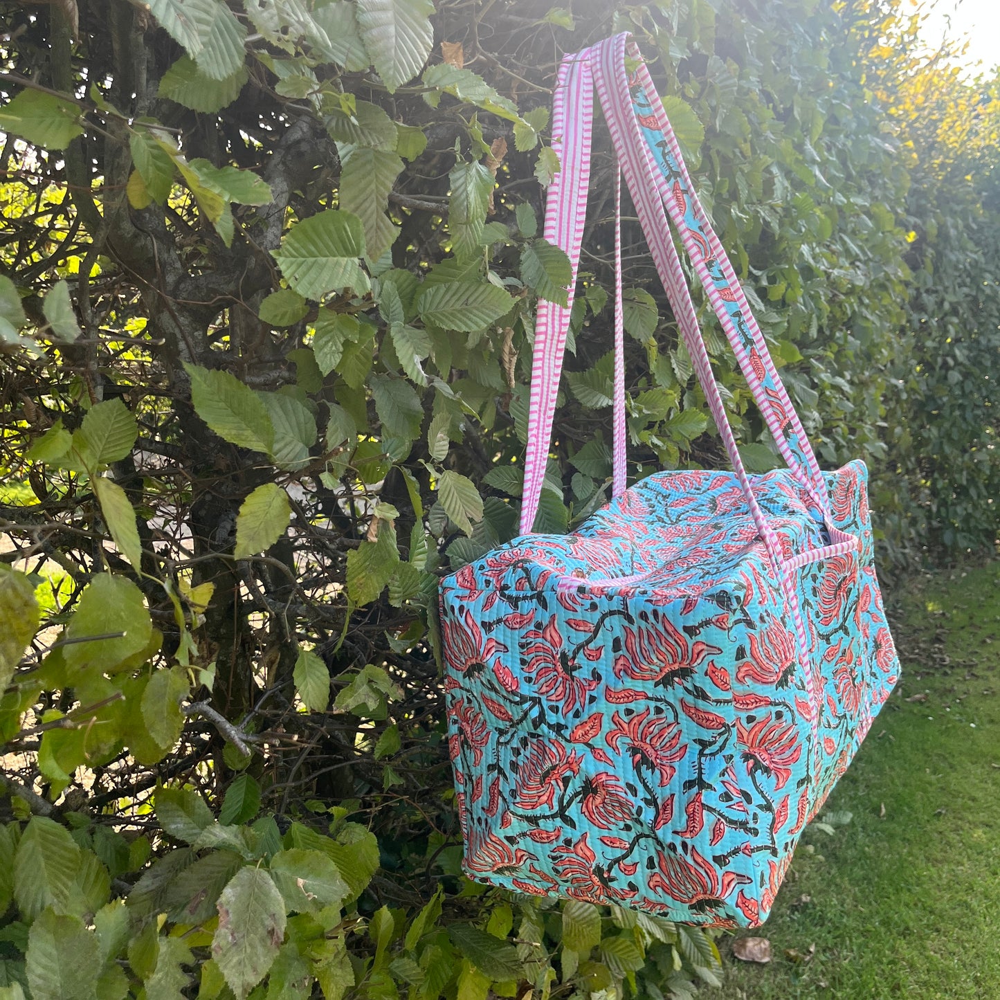 Blue & Pink Floral Travel Bag