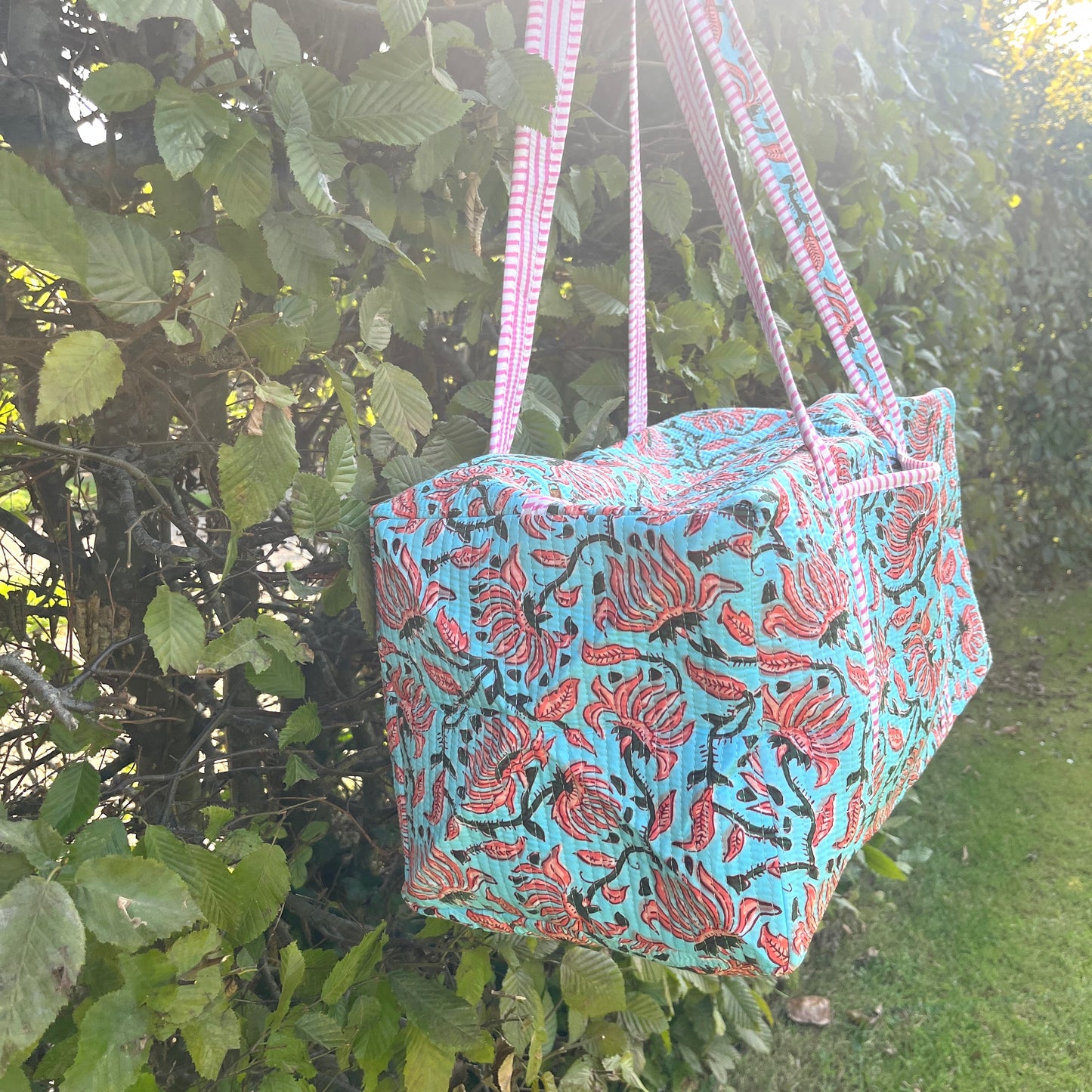Blue & Pink Floral Travel Bag