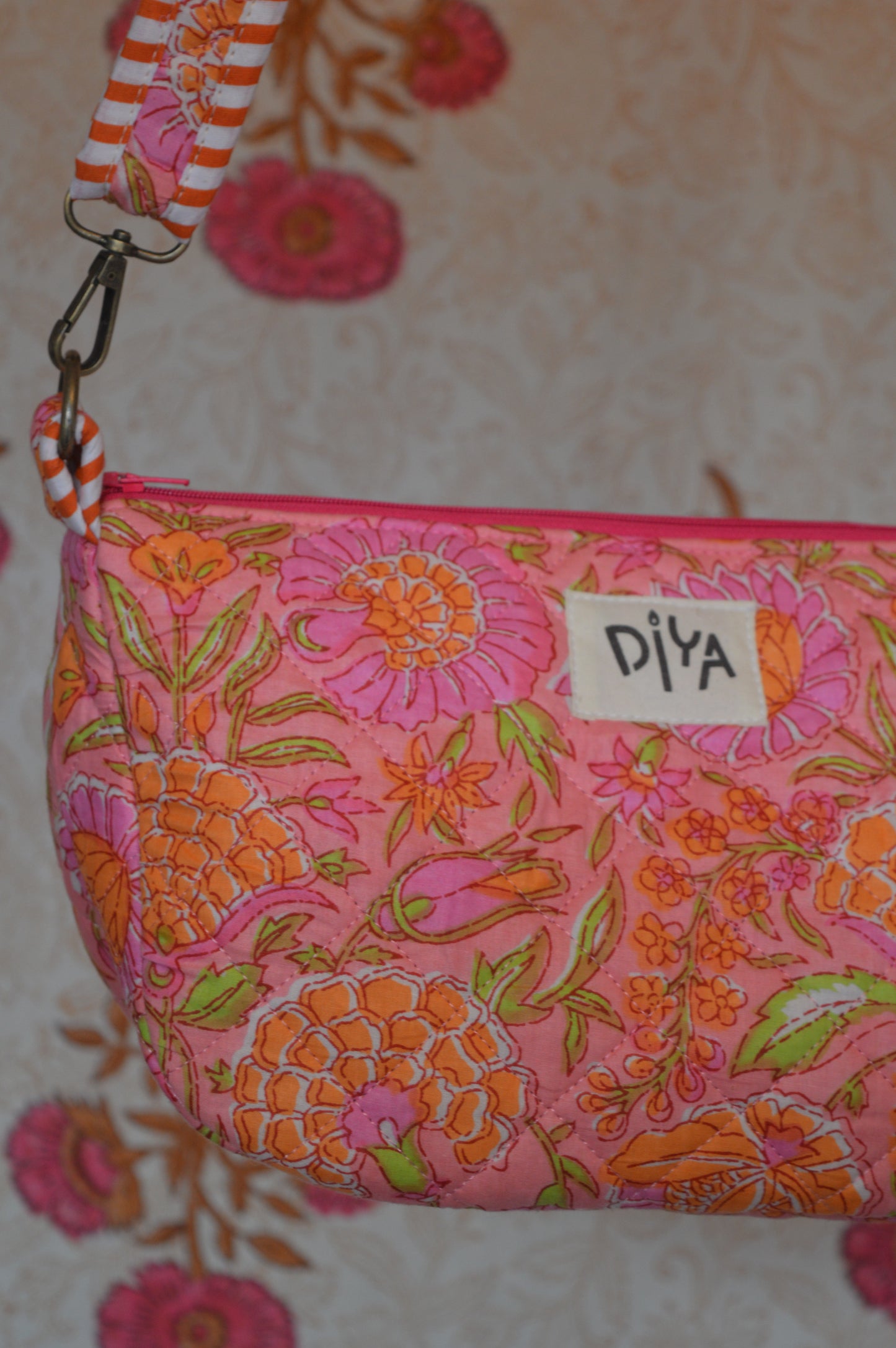 Orange Jaal Print Crossbody Bag