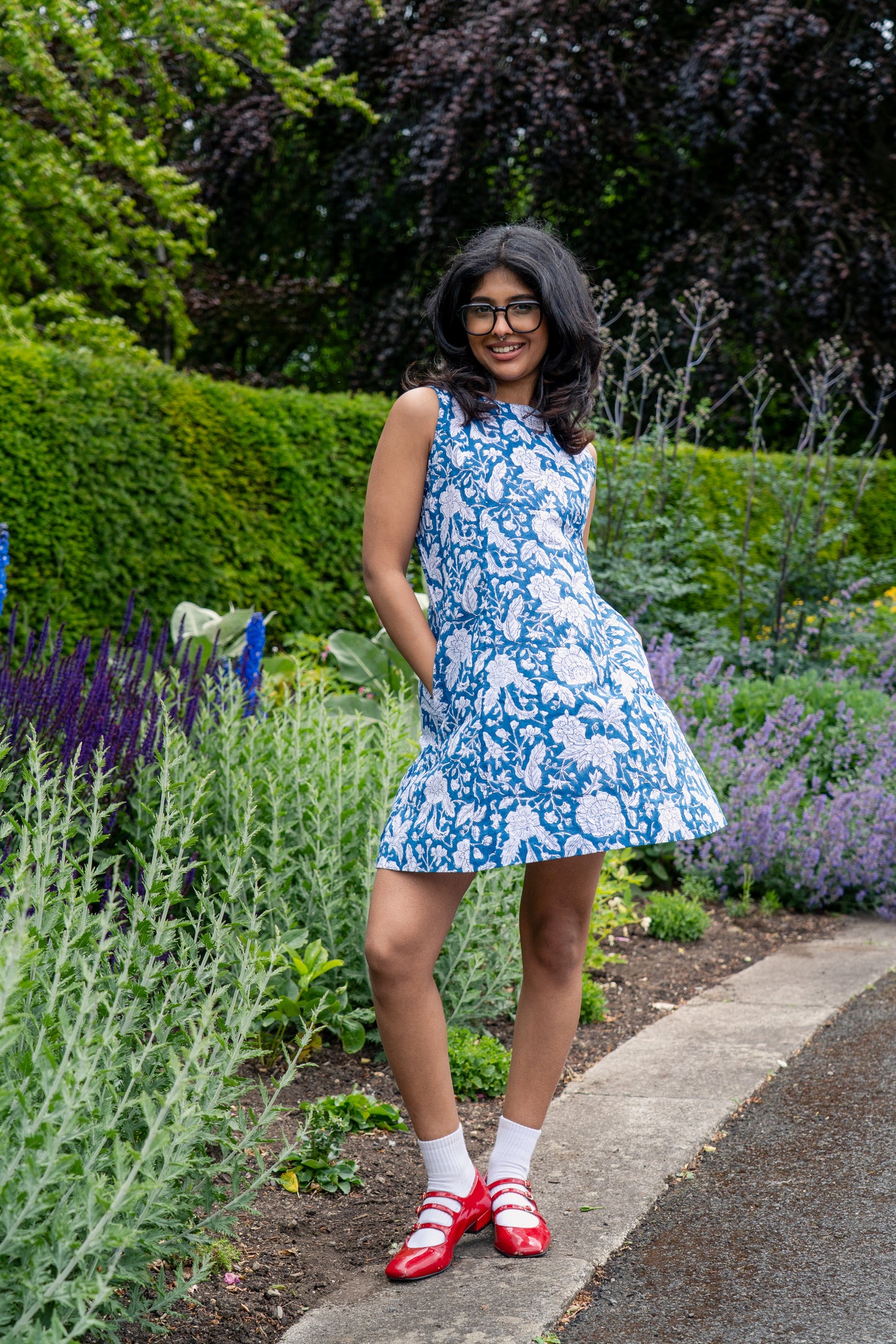 Blue Floral Cotton Summer Dress