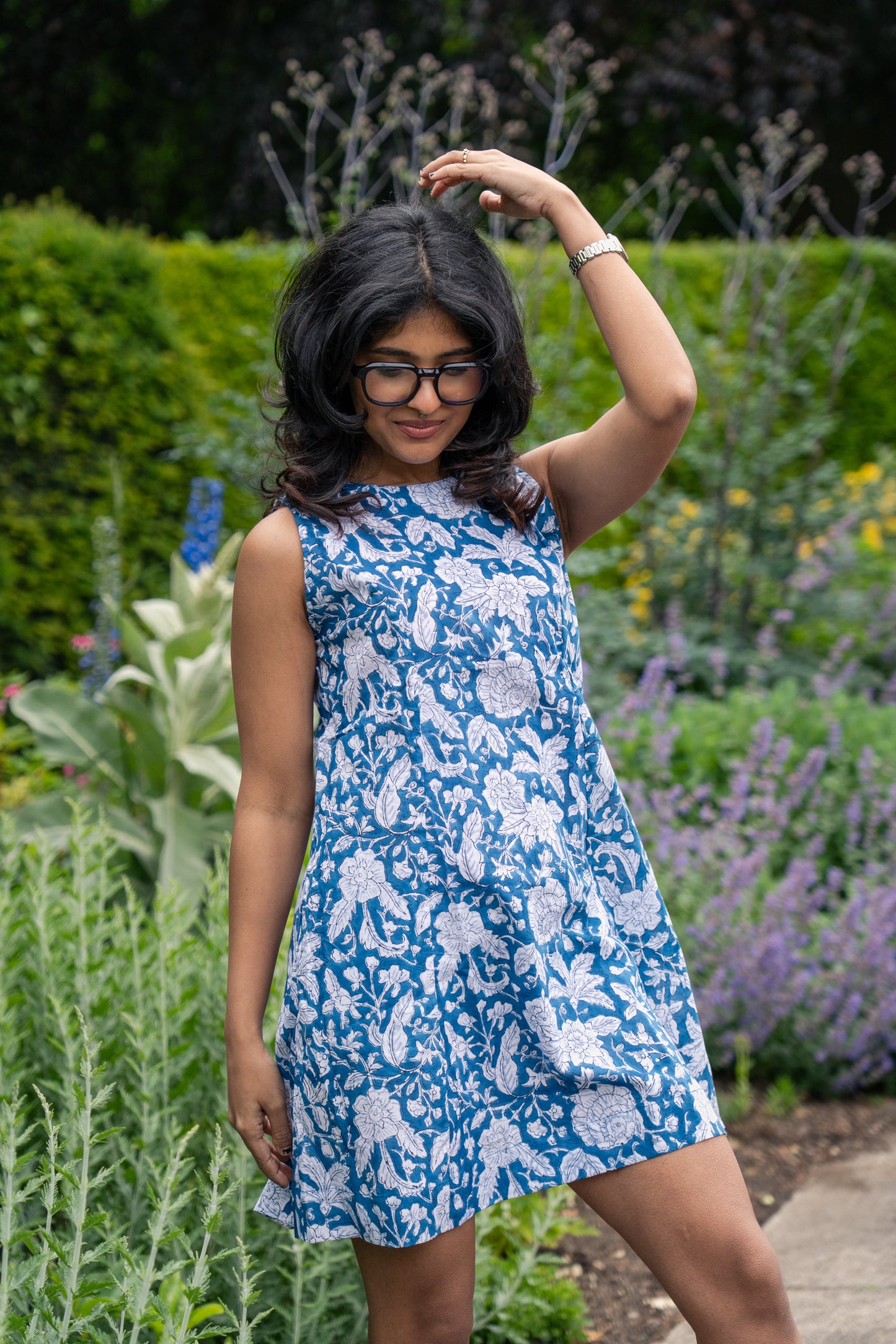 Blue Floral Cotton Summer Dress