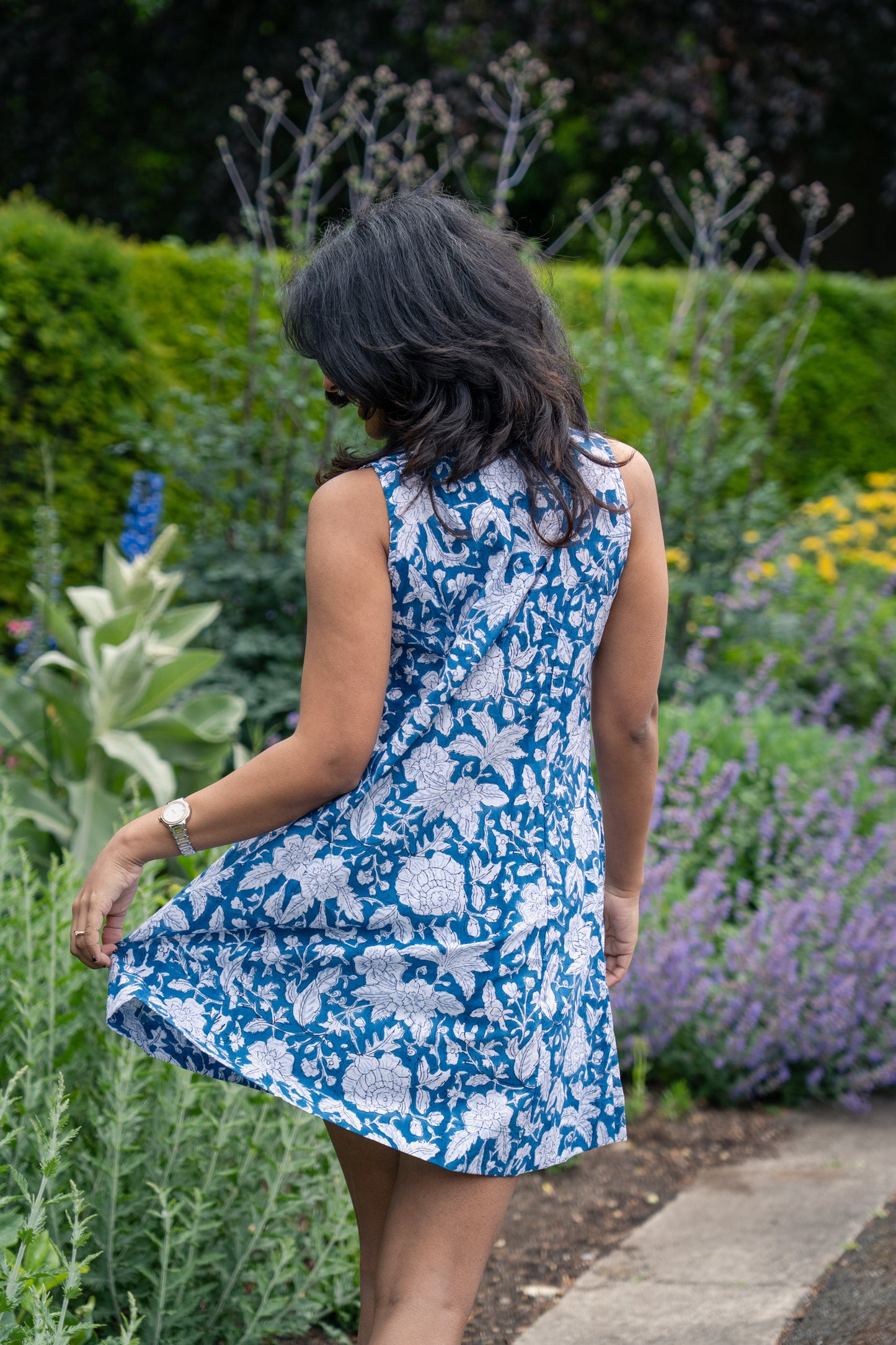 Blue Floral Cotton Summer Dress