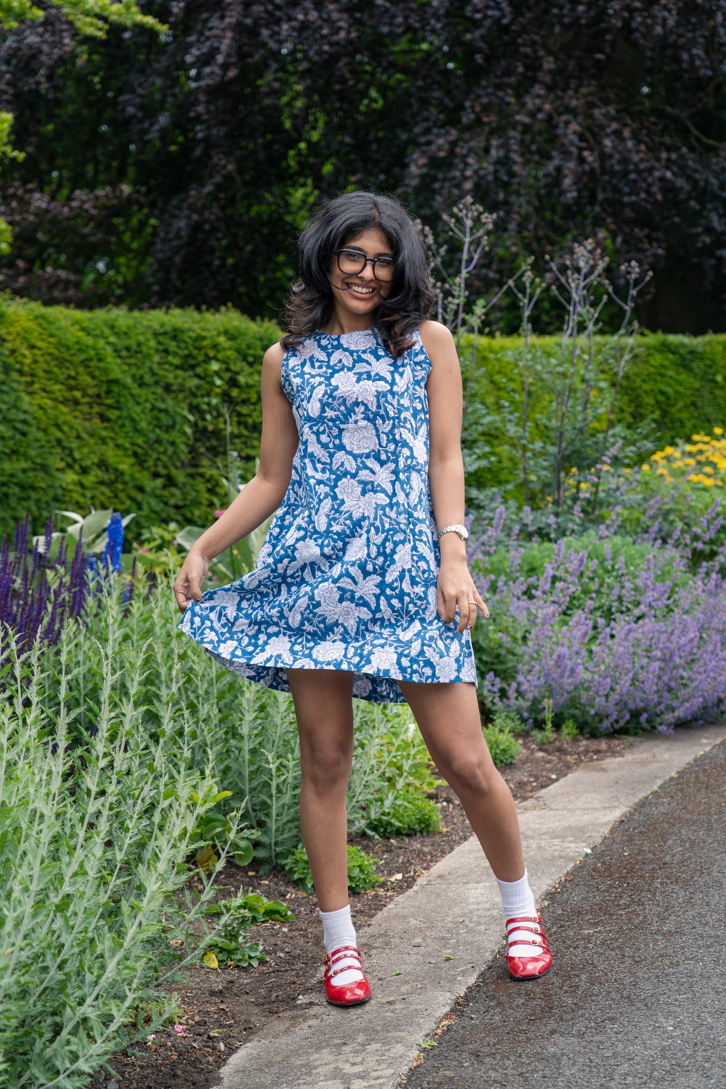 Blue Floral Cotton Summer Dress