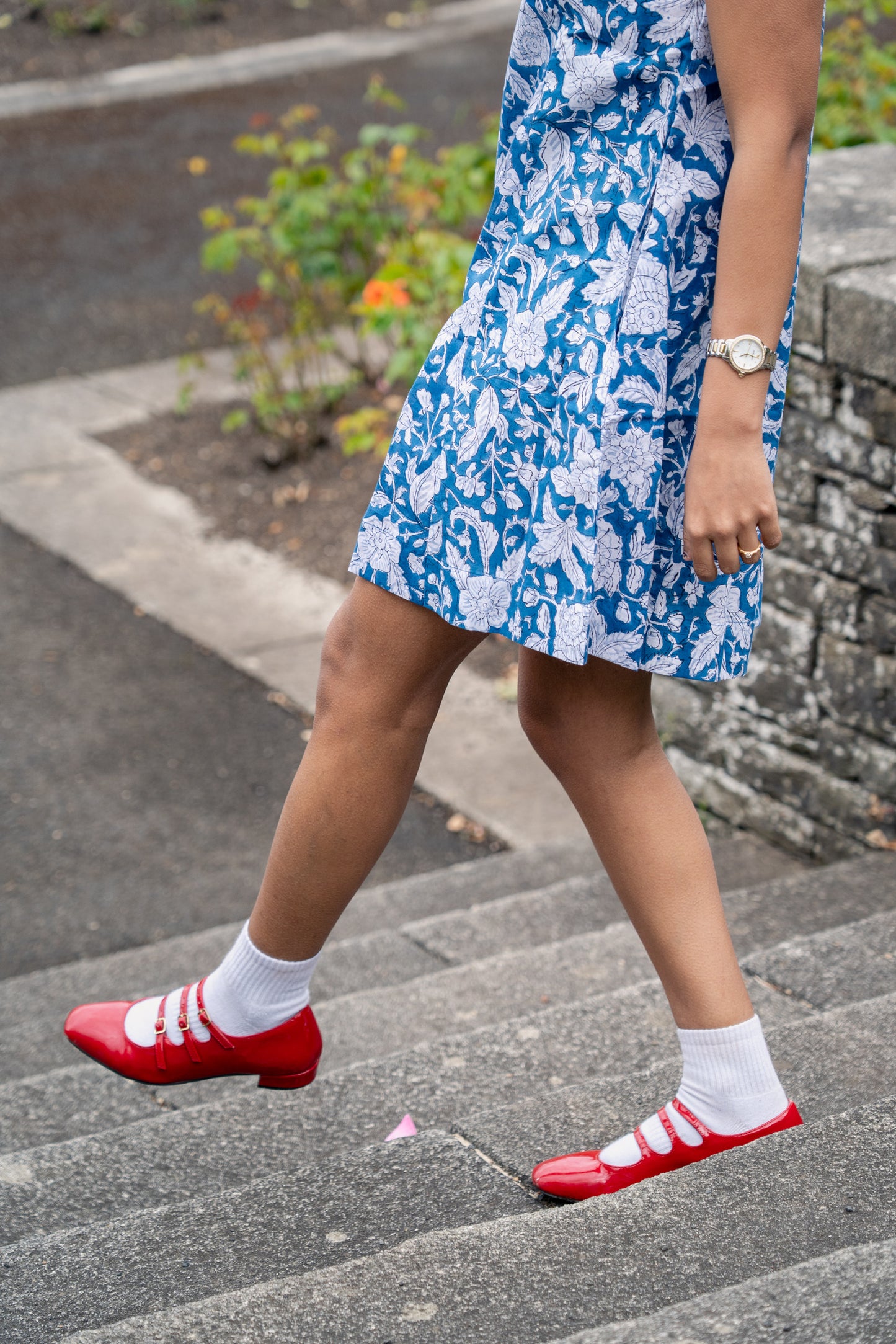 Blue Floral Cotton Summer Dress