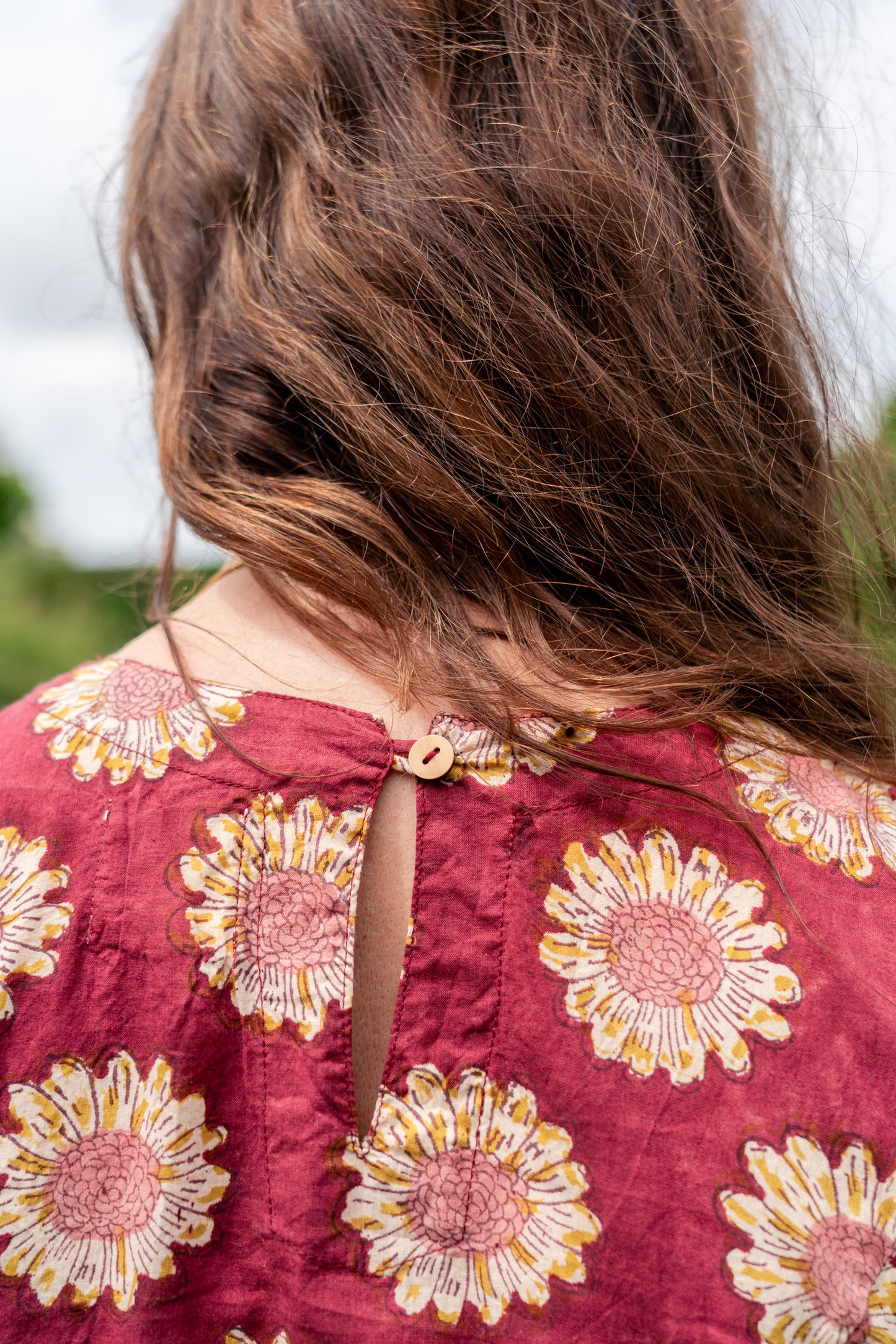 Red Sunflowers Cotton Summer Dress