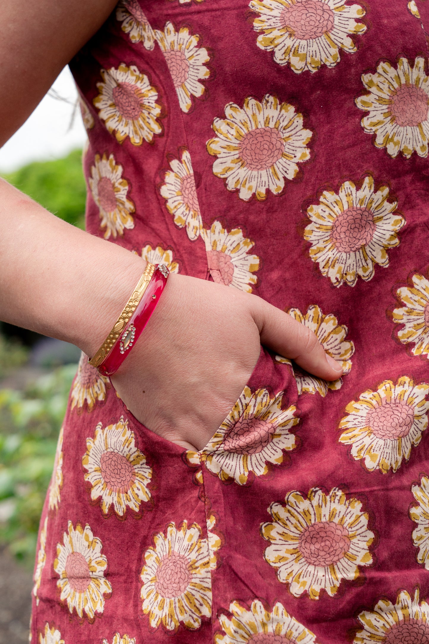 Red Sunflowers Cotton Summer Dress