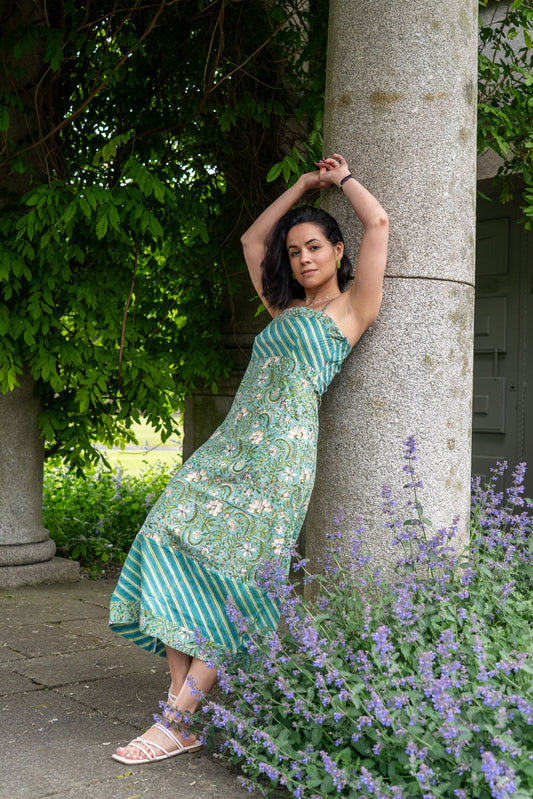 Sorrento Sage Cotton Midi Dress