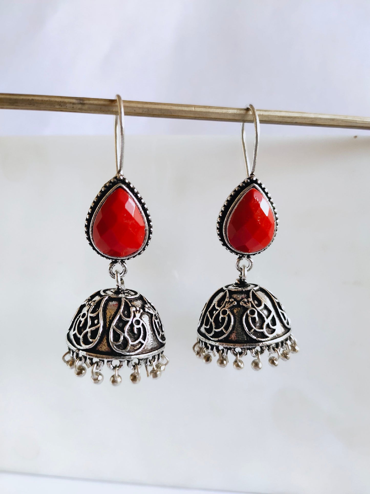 Ruby Stone Jhumka Earrings