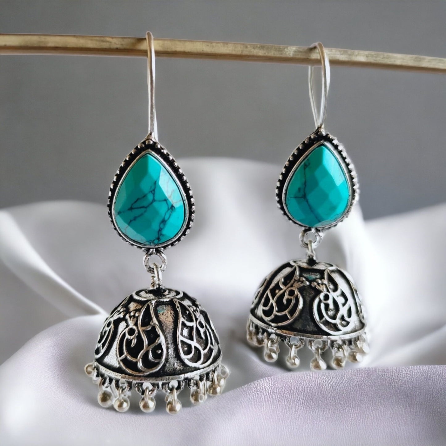 Ruby Stone Jhumka Earrings