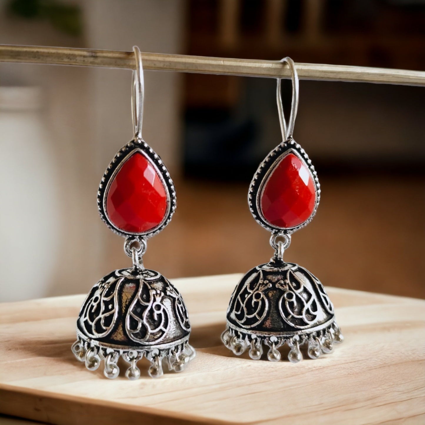 Ruby Stone Jhumka Earrings