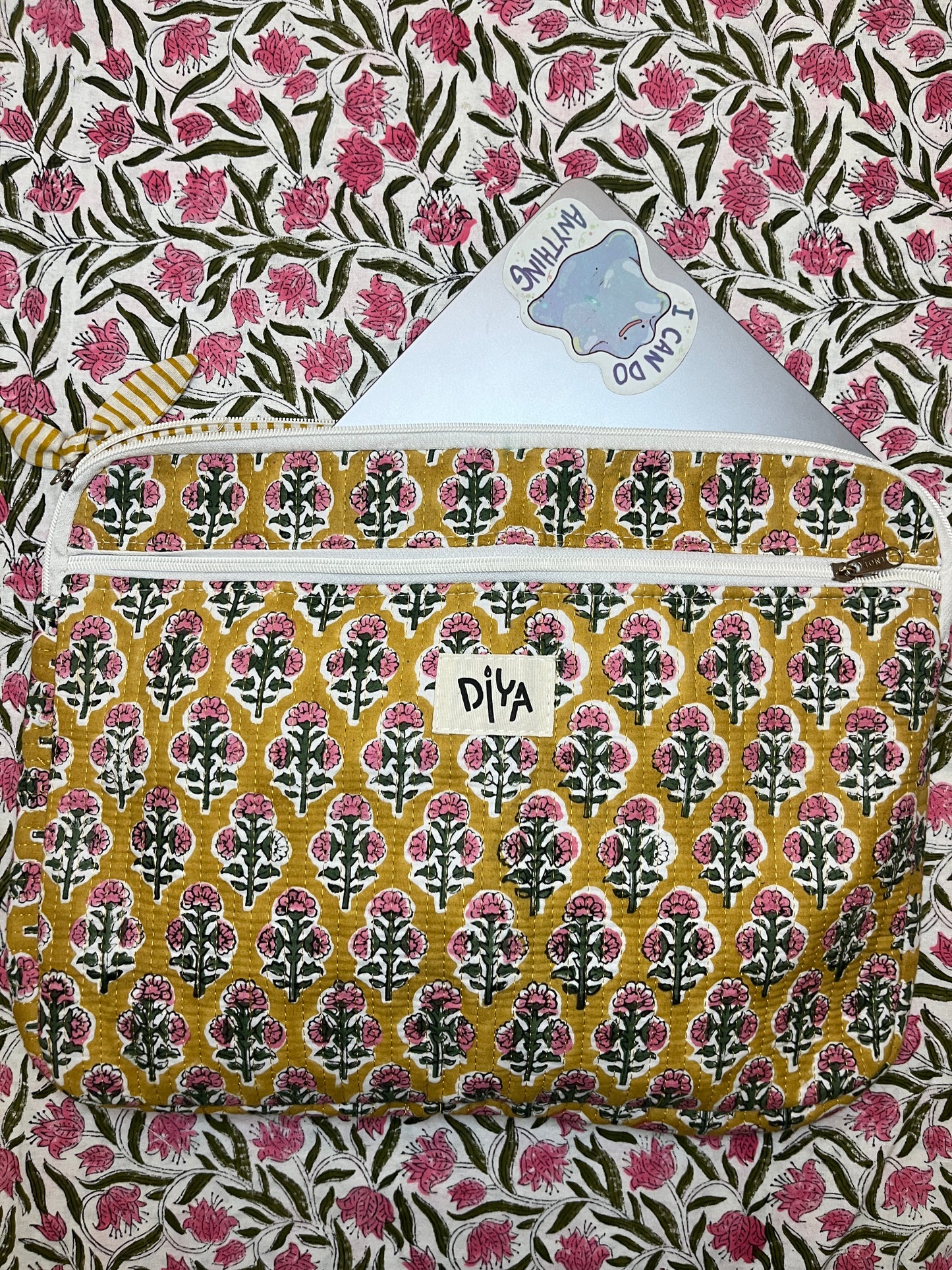 Blossom Pink Cotton Laptop Sleeve