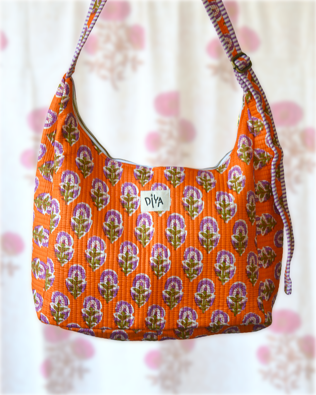 Orange Floral Shoulder Bag