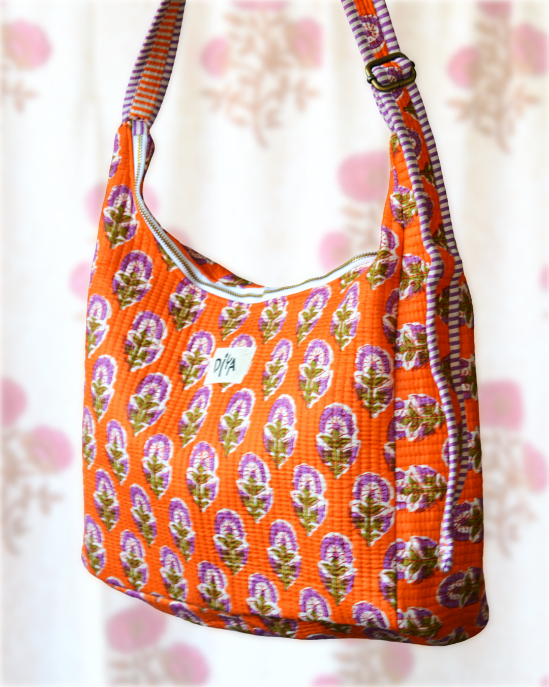 Orange Floral Shoulder Bag