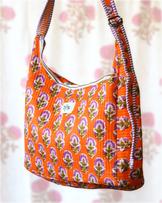 Orange Floral Shoulder Bag