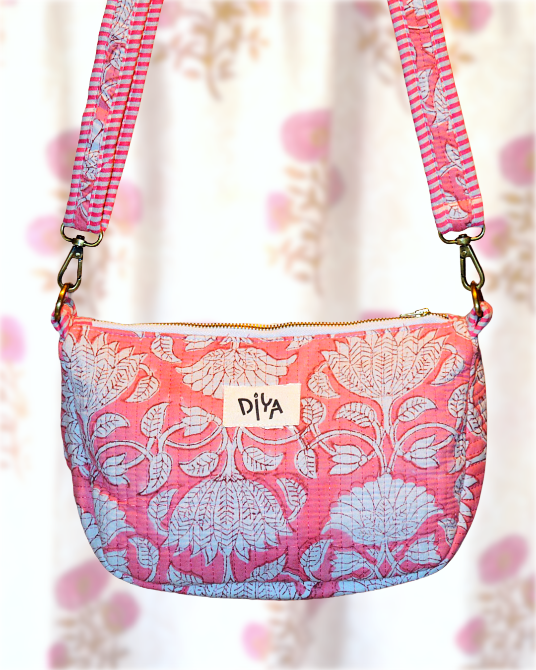 Pink & White Crossbody Bag