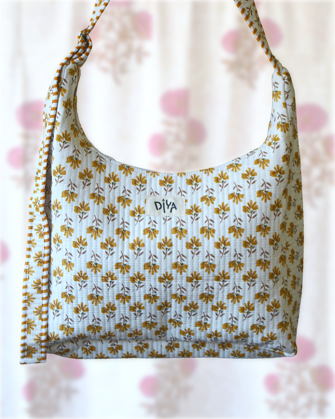 White With Yellow Flower Shoulder Bag