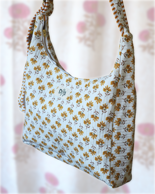 White With Yellow Flower Shoulder Bag