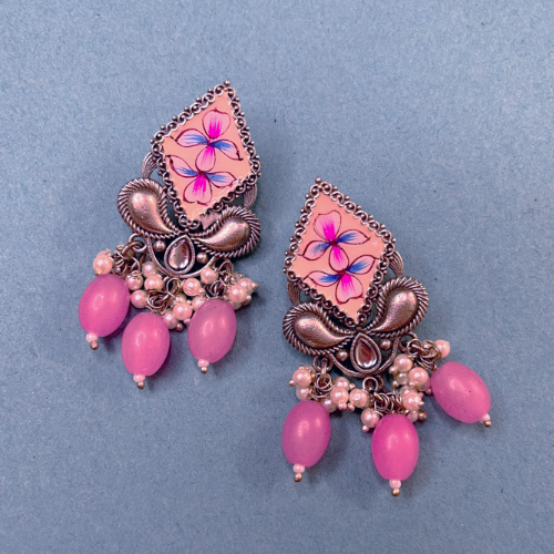 Stylish Pink Cone Rock Drop Earrings