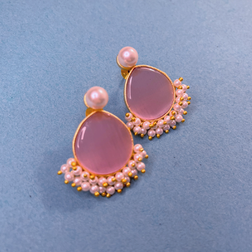 Bold Pink Rock Drop Earrings