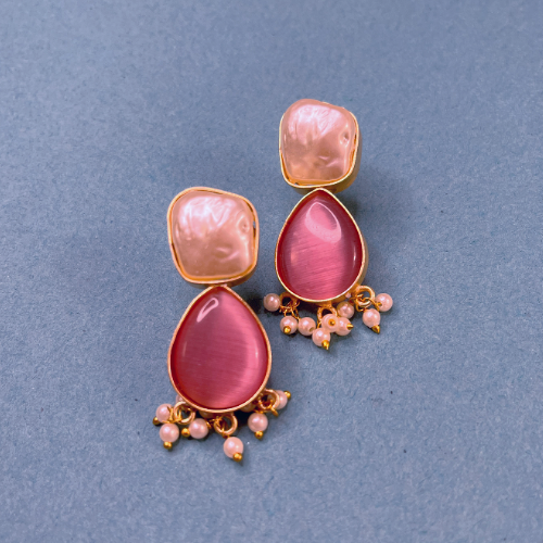 Delicate Rose Pink Stud Earrings