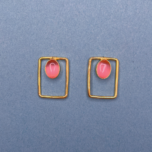 Elegant Square Pink Imitation Earrings