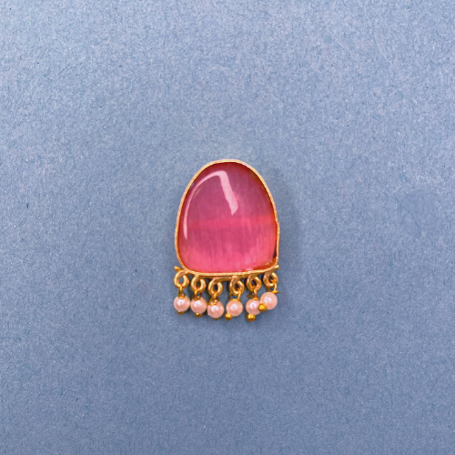 Bold Big Pink Rock Imitation Earrings