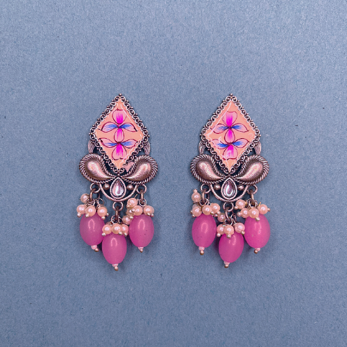 Stylish Pink Cone Rock Drop Earrings