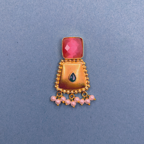Elegant Pink and Gold Imitation Earrings