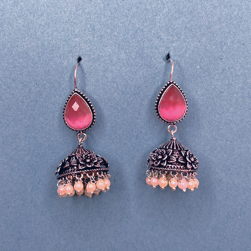 Traditional Jhumka with pink touch Earrings