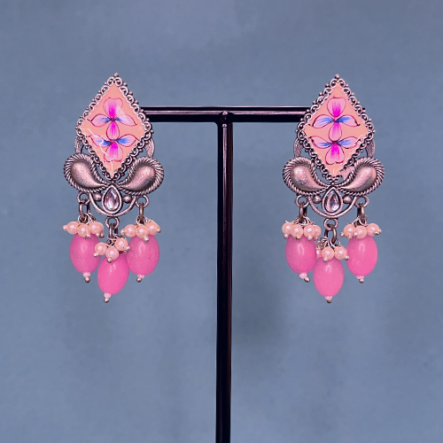 Stylish Pink Cone Rock Drop Earrings