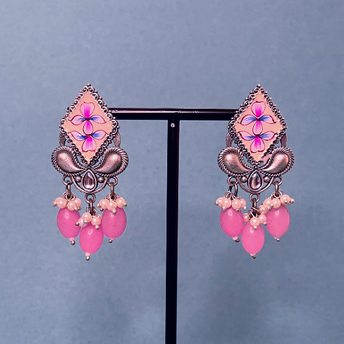 Stylish Pink Cone Rock Drop Earrings
