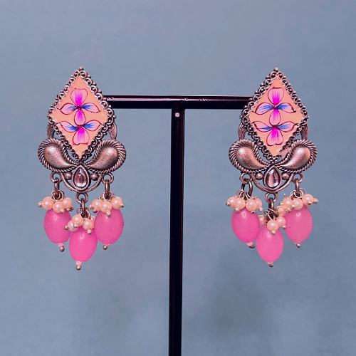 Stylish Pink Cone Rock Drop Earrings