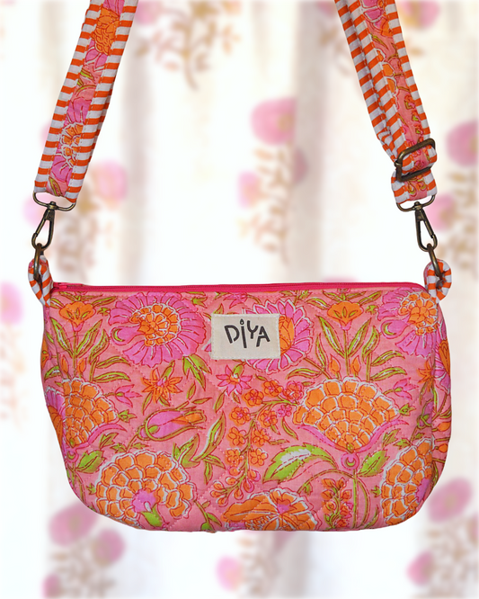 Orange Jaal Print Crossbody Bag