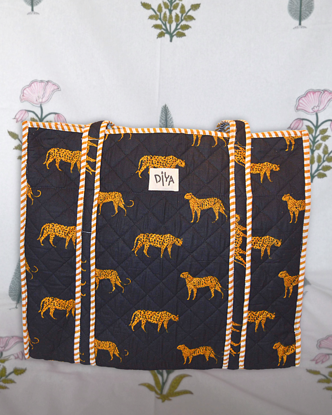 Black Cheetah Quilted Tote