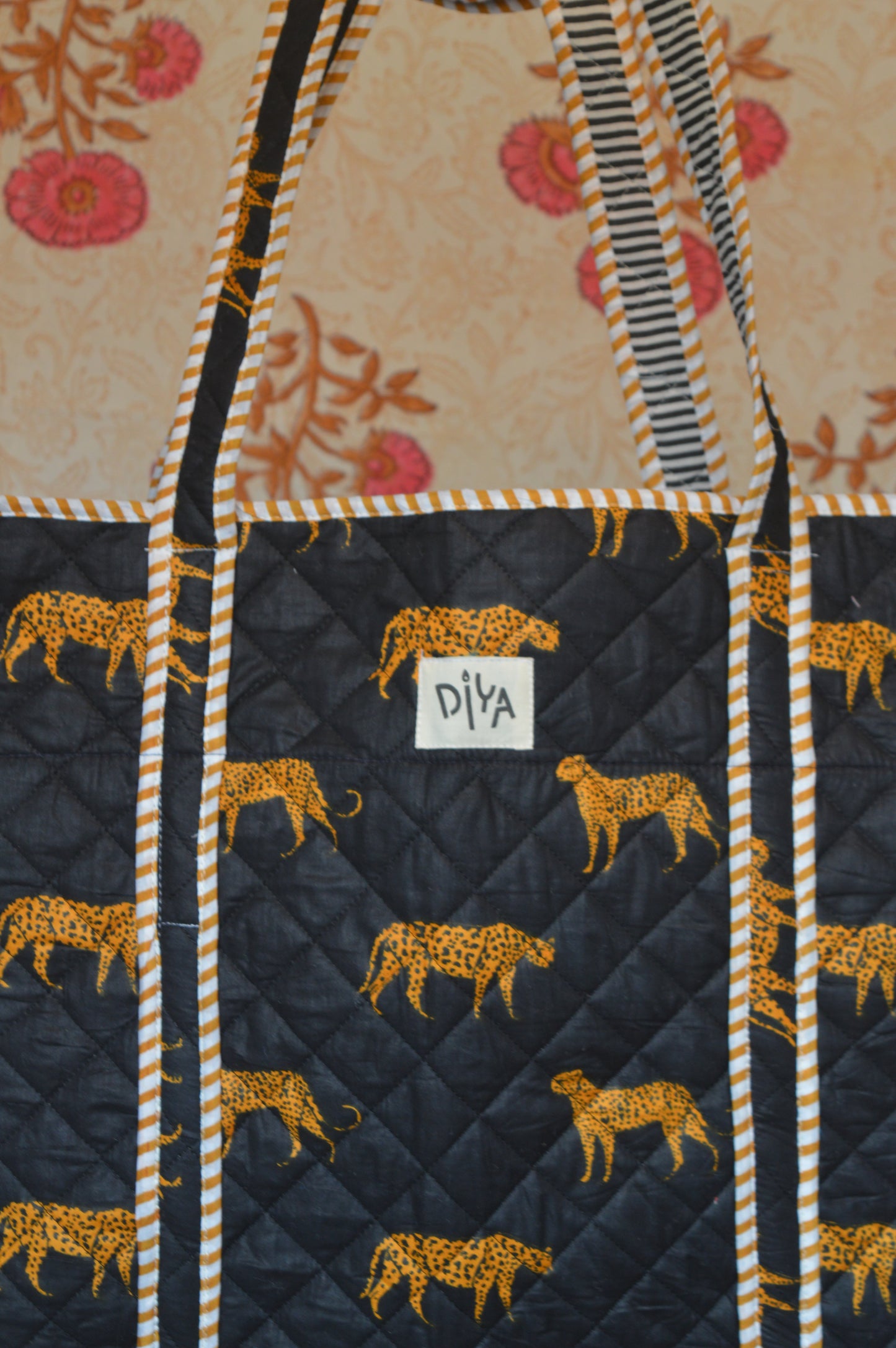 Black Cheetah Quilted Tote