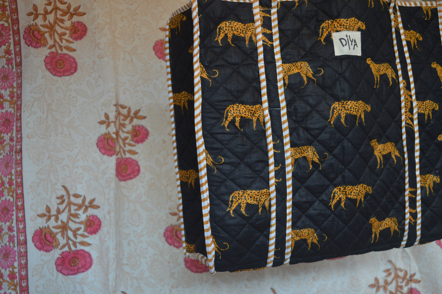 Black Cheetah Quilted Tote