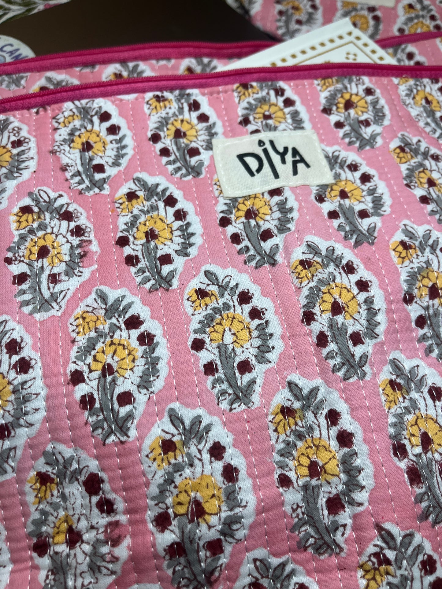 Pink Motif Cotton Laptop Sleeve