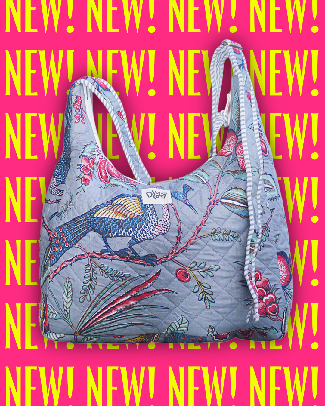 Grey Pomegranate Garden Shoulder Bag