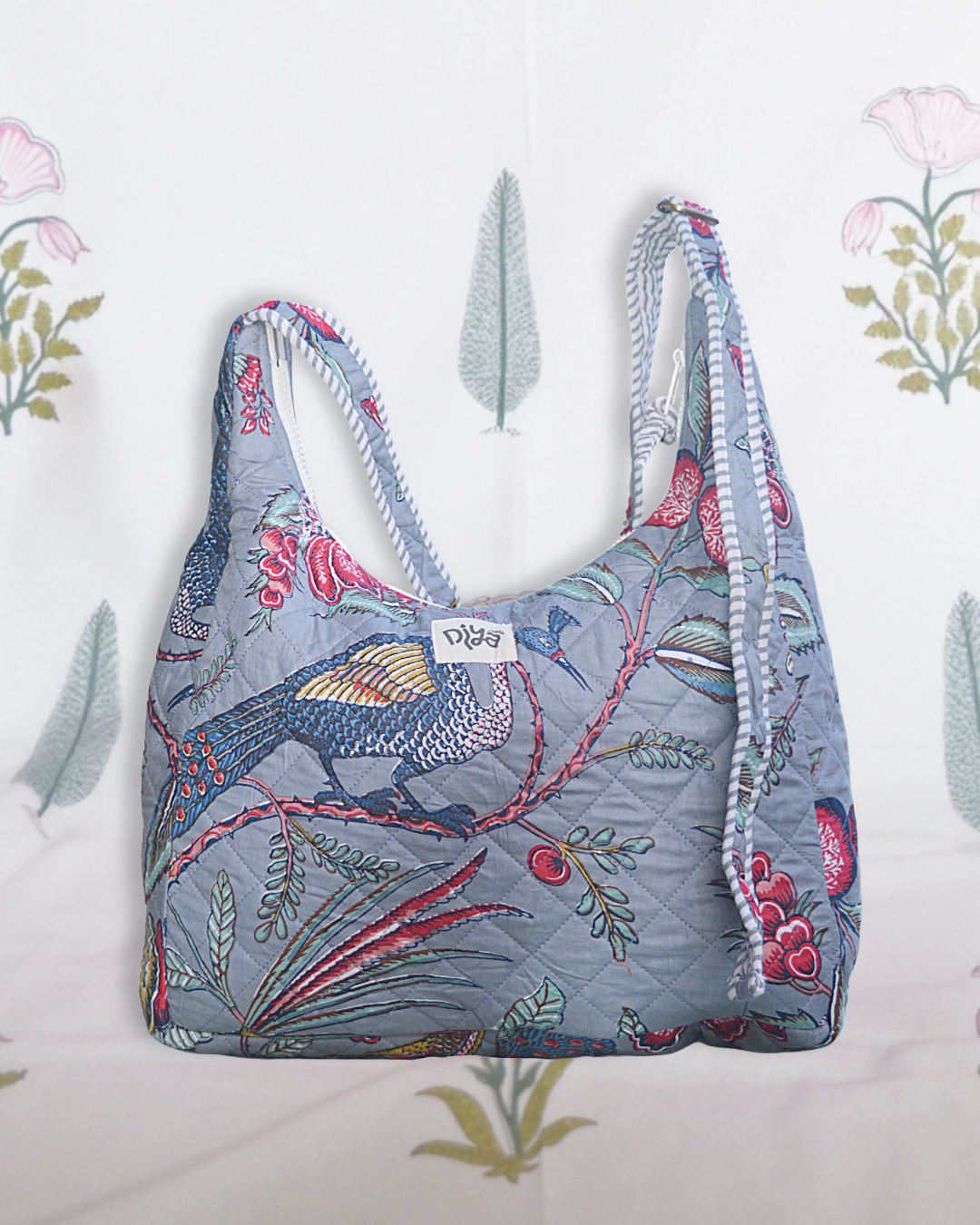 Grey Pomegranate Garden Shoulder Bag