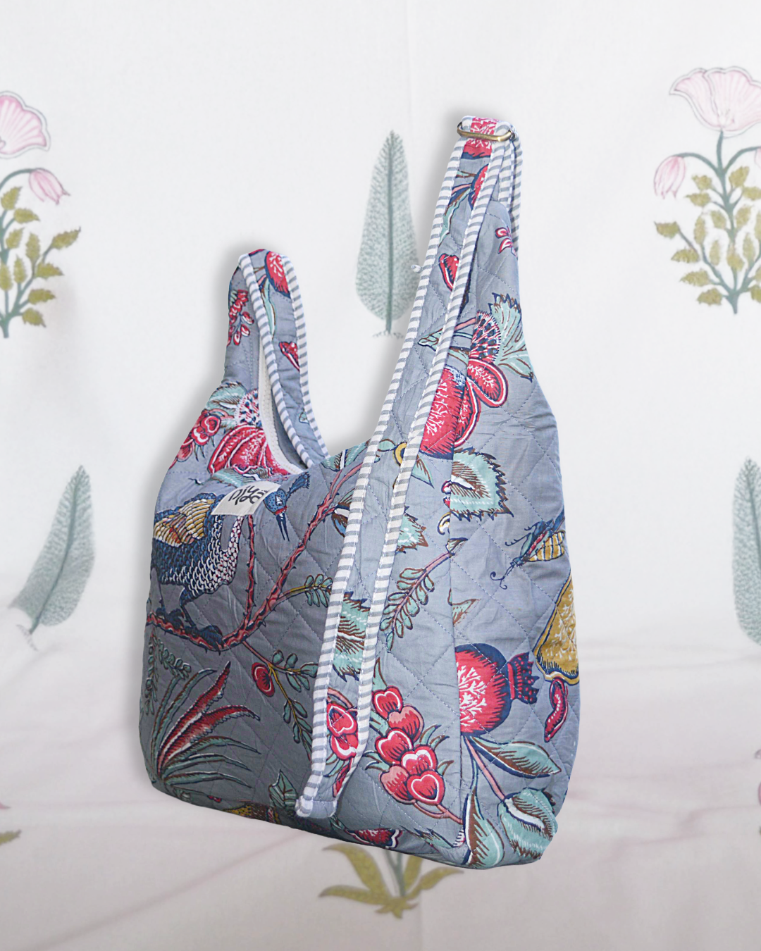 Grey Pomegranate Garden Shoulder Bag