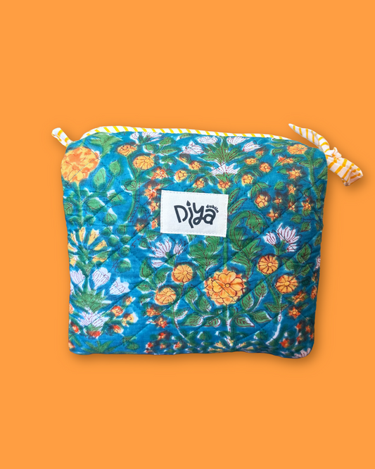 Green Floral Large Wash Bag