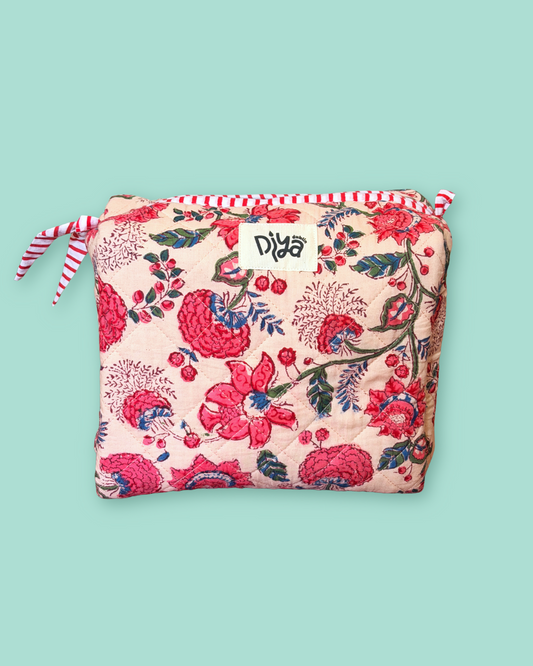 Vintage Pink Floral Large Wash Bag