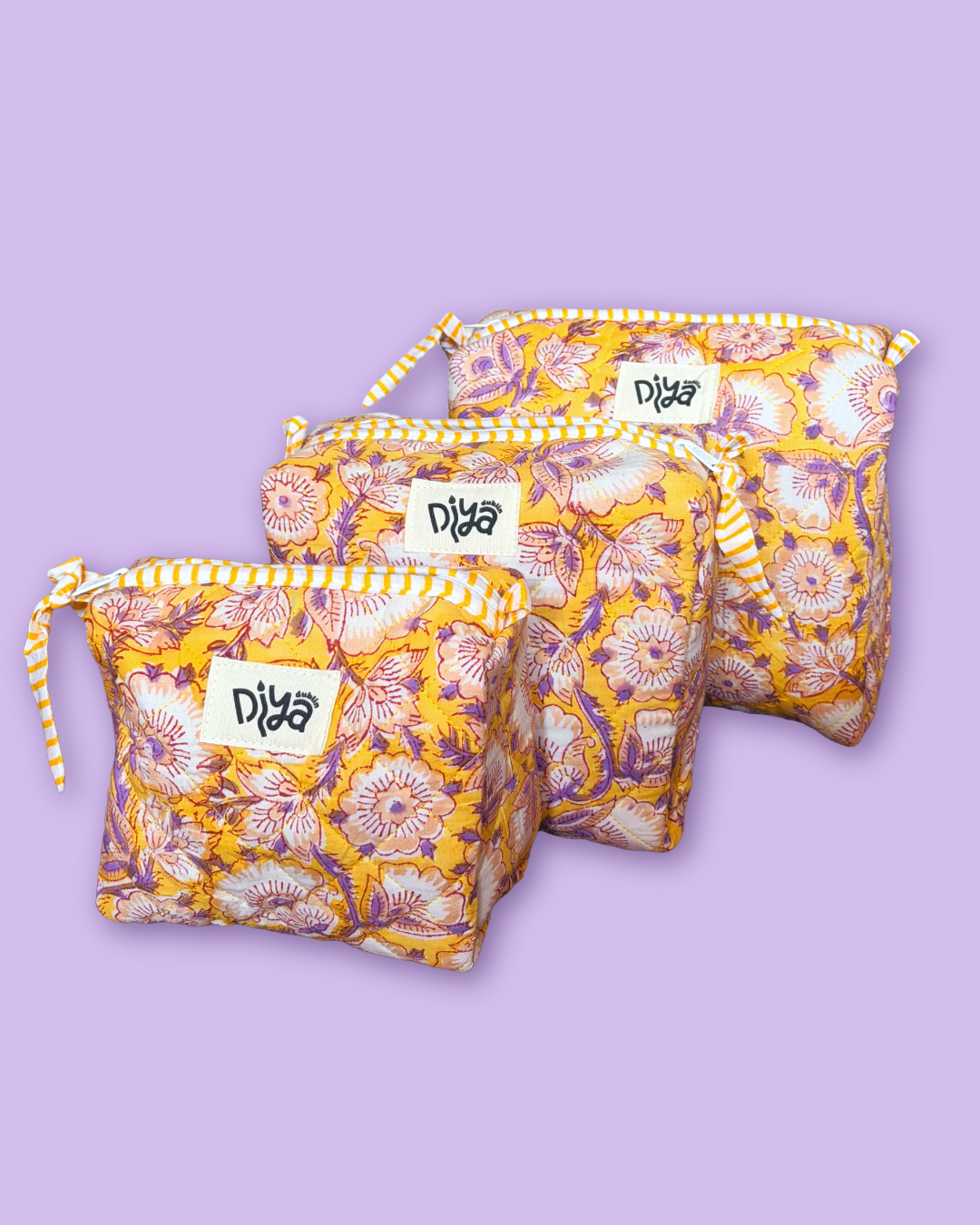 Vintage Yellow Floral Large Wash Bag