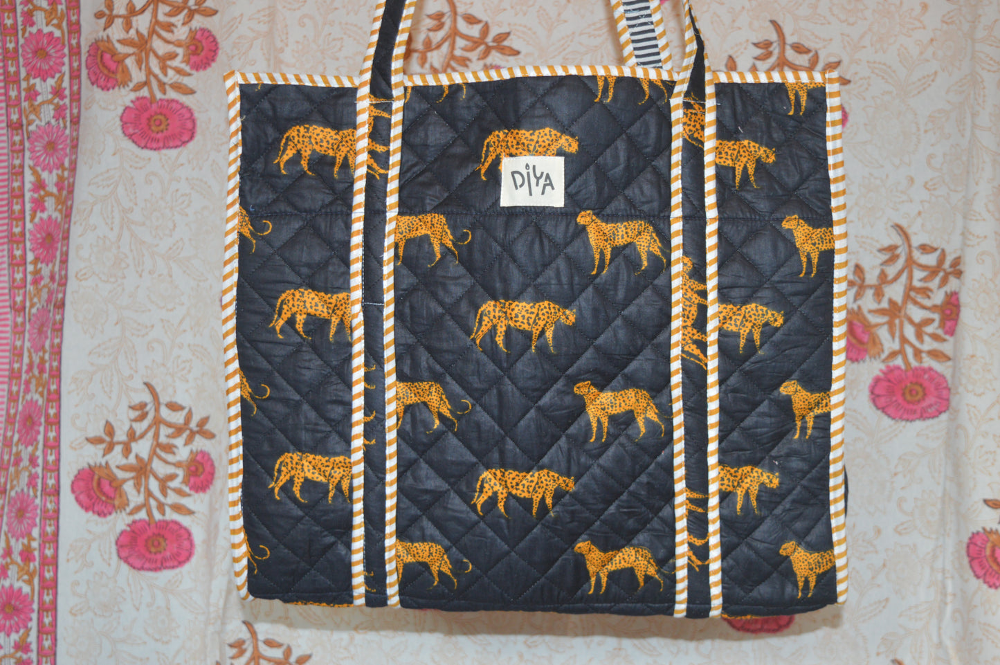 Black Cheetah Quilted Tote